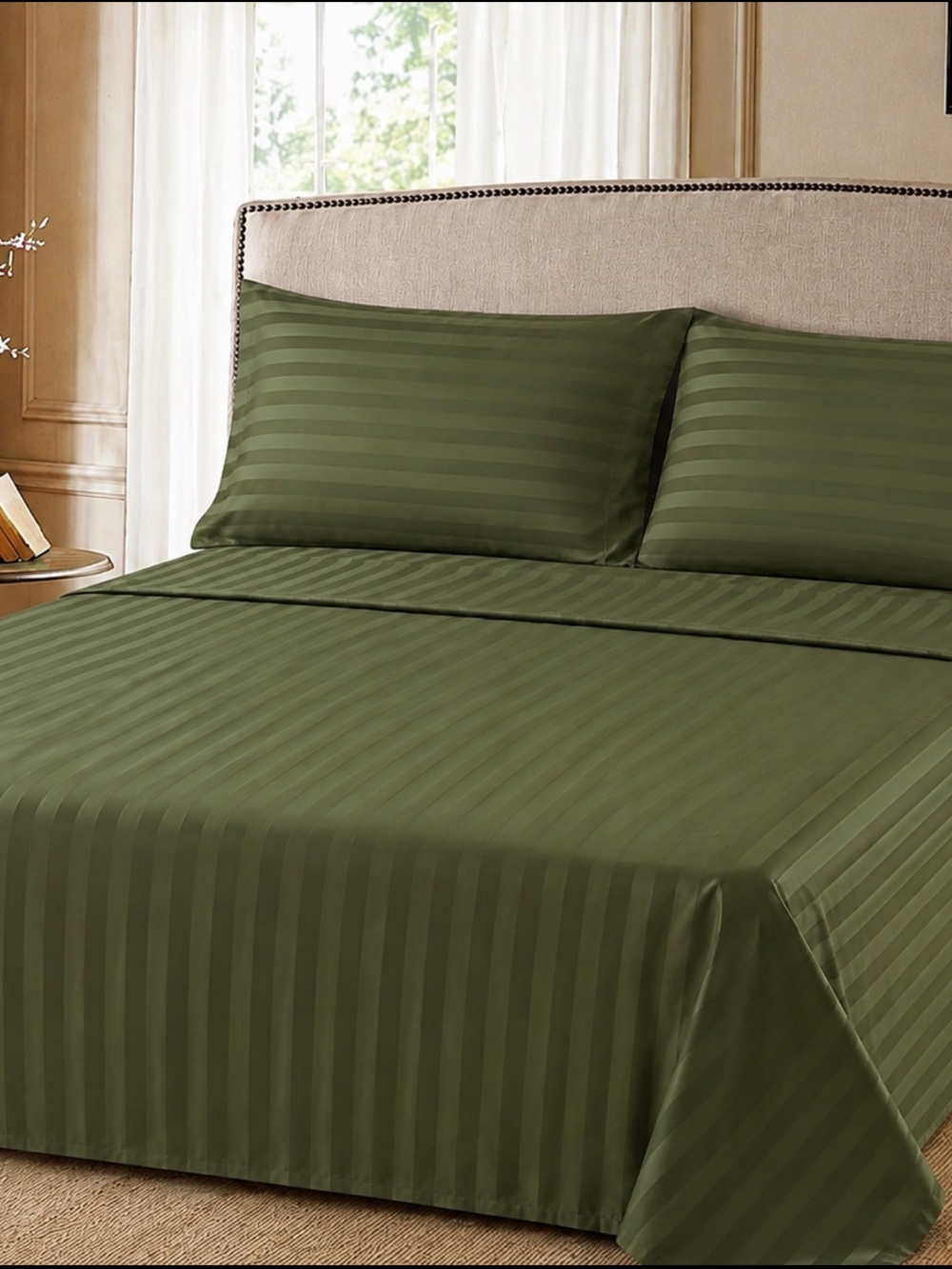 Allure 3000 King Bamboo Blend Sheet Set Olive Green 4 Pc, Deep Pocket, Cooling